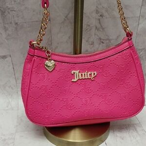 Juicy Couture Hot Pink Chain Shoulder Bag with Gold Hardware